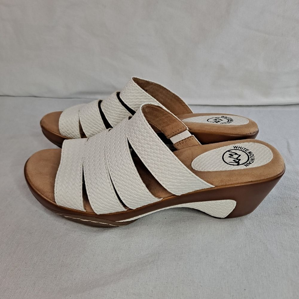 White Mountain Women's Valora Clog Sandals Size 9.5M White Faux Leather Mules